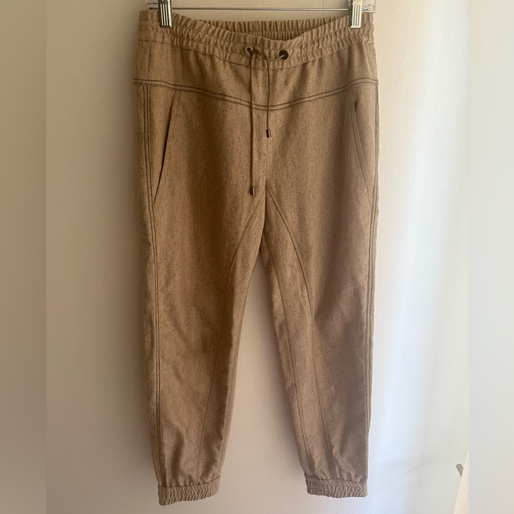 Brunello Cucinelli Wool Jogger Trousers Size 4/36 • Cream/Silver Trim Sold Out